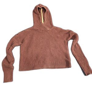Victoria’s Secret Waffle Knit Hooded Sweater Pullover Cozy Mauve S